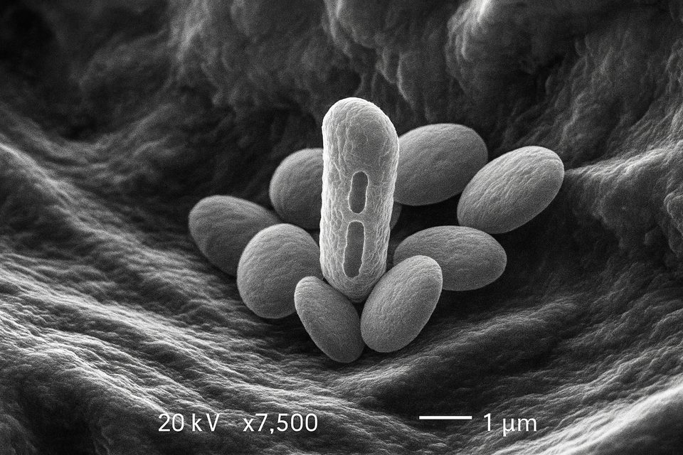 Illustration der Nanoverkapselung für die Biosicherheit im mikroskopischen Maßstab