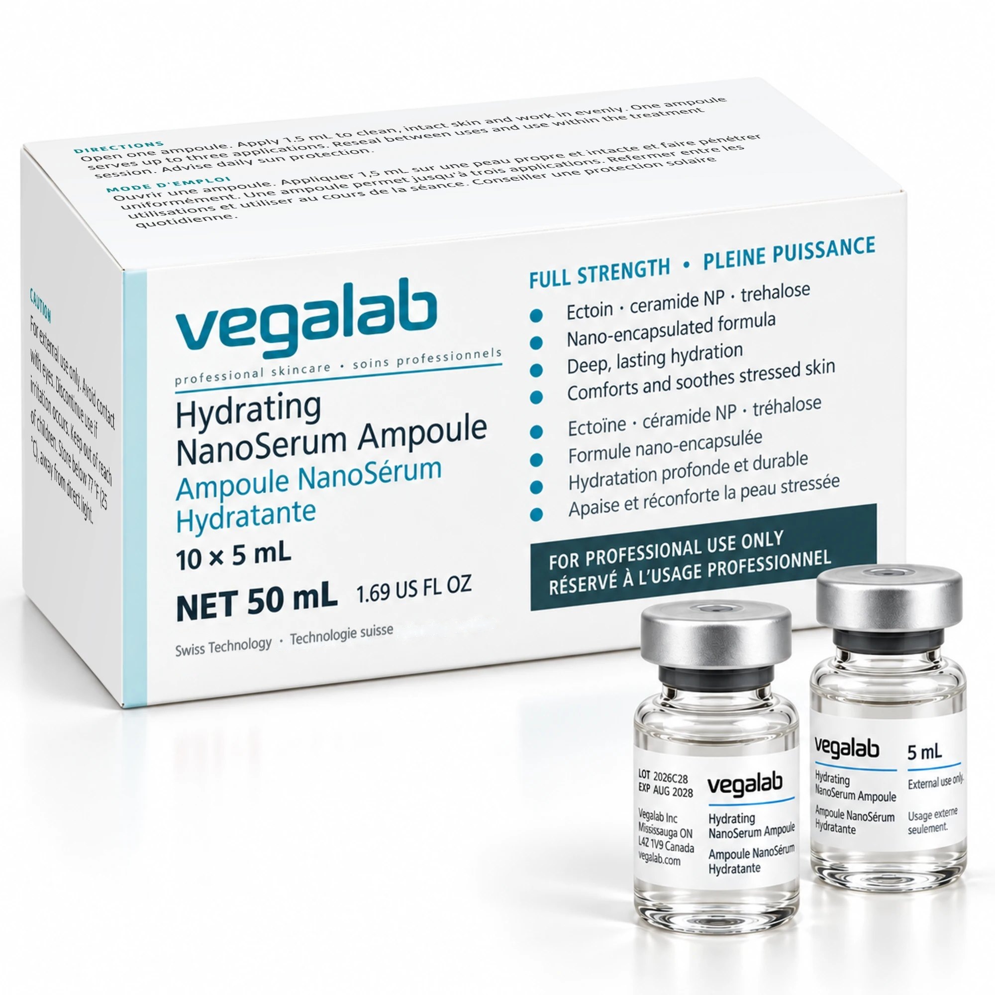 Hydrating Ampoules, Sterilized Sealed (10×5ml) | Vegalab